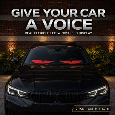 Flexible LED matrix on car windshield — feature detail