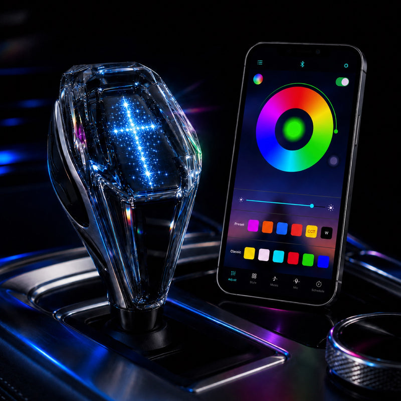 DYUHOP Stellar Cross RGB Crystal Shift Knob — App-Controlled LED Gear Shifter